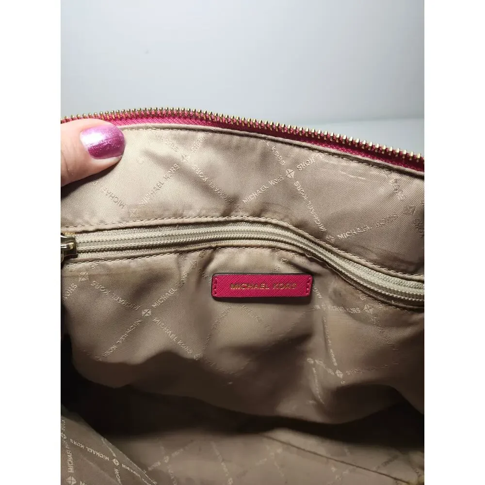 Michael Kors Top Handle Satchel Pink Leather Gold Hardware Classic Preppy Bag